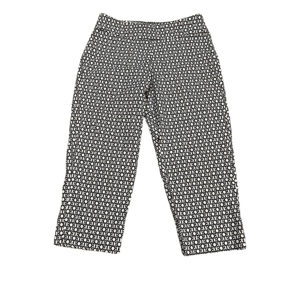 Krazy Larry Pull On Ankle Pants Black and White Geometric Print‎ Size 6 - Picture 1 of 6